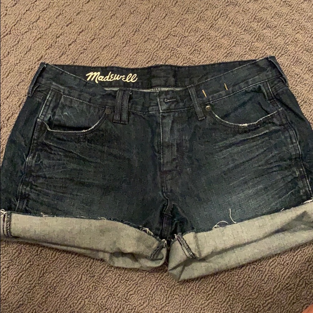 Madewell jeans shorts, dark wash